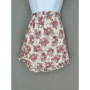 Angel Biba Skirt Womens Small Pink Floral Mini Cottagecore Coquette Ruffle